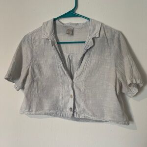 Blanca by Nature Linen Cropped Button Blouse Made in Peru S